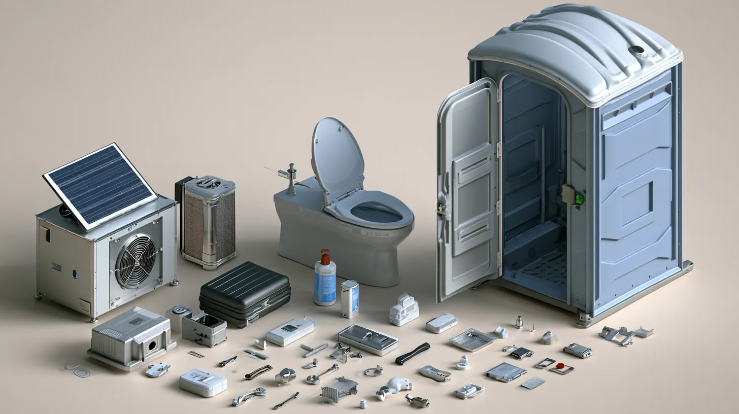 The BASE retrofit kit arranged beside a conventional portable toilet