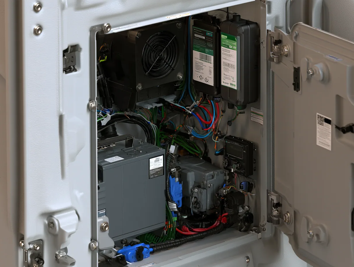 Open BASE service compartment with modular components
